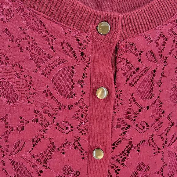 Banana Republic Cardigan Womens Small Lace Button Up Long Sleeve Red Sweater - Picture 6 of 10
